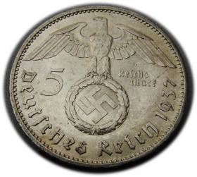 Obrazek 2 dla: 5 marek 1937 Paul von Hindenburg / swastyka Berlin