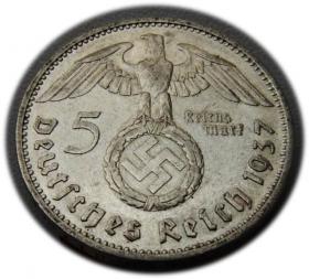 Obrazek 2 dla: 5 marek 1937 Paul von Hindenburg / swastyka Berlin