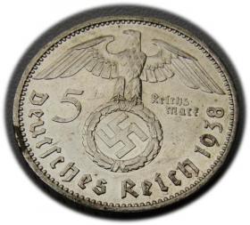 Obrazek 2 dla: 5 marek 1938 Paul von Hindenburg / swastyka Berlin