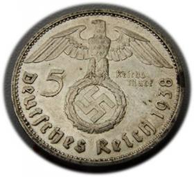 Obrazek 2 dla: 5 marek 1938 Paul von Hindenburg / swastyka Drezno