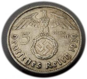 Obrazek 2 dla: 5 marek 1939 Paul von Hindenburg / swastyka Berlin