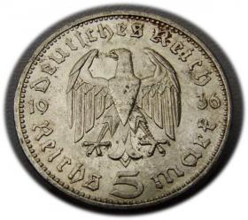 Obrazek 2 dla: 5 marek 1936 Paul von Hindenburg / orzeł pruski Berlin