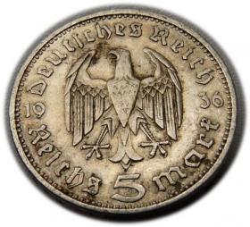 Obrazek 2 dla: 5 marek 1936 Paul von Hindenburg / orzeł pruski Berlin