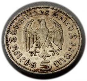 Obrazek 2 dla: 5 marek 1936 Paul von Hindenburg / orzeł pruski Berlin