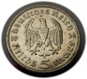 Obrazek 2 dla: 5 marek 1936 Paul von Hindenburg / orzeł pruski Berlin