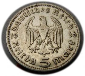 Obrazek 2 dla: 5 marek 1936 Paul von Hindenburg / orzeł pruski Monachium