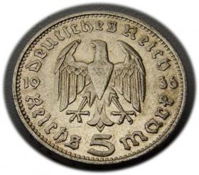 Obrazek 2 dla: 5 marek 1936 Paul von Hindenburg / orzeł pruski Monachium