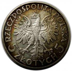Obrazek 2 dla: 5 złotych 1933 Głowa Kobiety