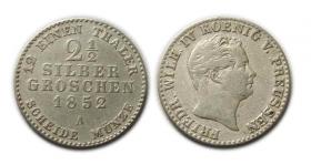 2,5 grosza srebrnego 1852 Fryderyk Wilhelm IV Berlin