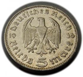 Obrazek 2 dla: 5 marek 1936 Paul von Hindenburg / orzeł pruski Hamburg