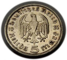 Obrazek 2 dla: 5 marek 1935 Paul von Hindenburg / orzeł pruski Berlin