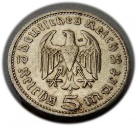 Obrazek dla: 5 marek 1935 Paul von Hindenburg / orzeł pruski Berlin