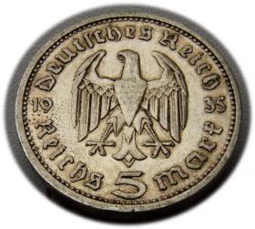 Obrazek 2 dla: 5 marek 1935 Paul von Hindenburg / orzeł pruski Berlin