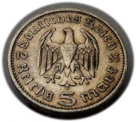 Obrazek 2 dla: 5 marek 1935 Paul von Hindenburg / orzeł pruski Berlin