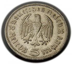 Obrazek 2 dla: 5 marek 1935 Paul von Hindenburg / orzeł pruski Berlin