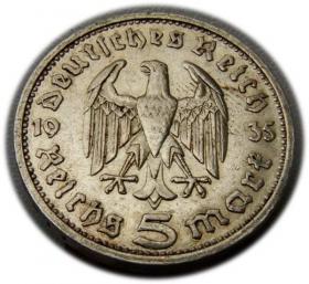 Obrazek 2 dla: 5 marek 1935 Paul von Hindenburg / orzeł pruski Drezno