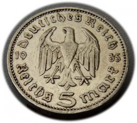 Obrazek 2 dla: 5 marek 1935 Paul von Hindenburg / orzeł pruski Stuttgart