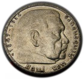 Obrazek dla: 5 marek 1935 G Paul von Hindenburg / orzeł pruski Karlsruhe