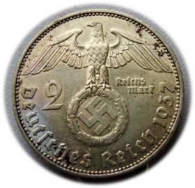 Obrazek 2 dla: 2 marki 1937 Paul von Hindenburg /swastyka Monachium