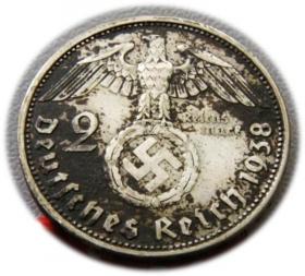 Obrazek 2 dla: 2 marki 1938 Paul von Hindenburg / swastyka Berlin