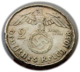 Obrazek 2 dla: 2 marki 1938 Paul von Hindenburg / swastyka Berlin