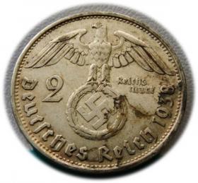 Obrazek 2 dla: 2 marki 1938 Paul von Hindenburg / swastyka Wiedeń