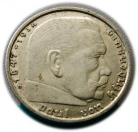 Obrazek dla: 2 marki 1938 Paul von Hindenburg / swastyka Wiedeń