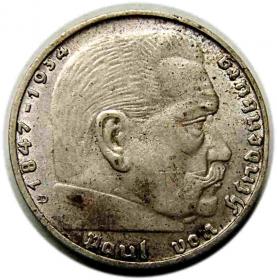 Obrazek dla: 2 marki 1938 D Paul von Hindenburg Monachium