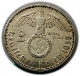 Obrazek 2 dla: 2 marki 1939 Paul von Hindenburg / swastyka Berlin