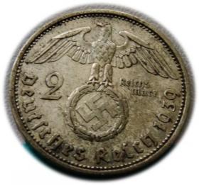 Obrazek 2 dla: 2 marki 1939 Paul von Hindenburg / swastyka Berlin