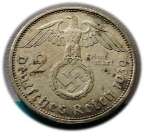 Obrazek 2 dla: 2 marki 1939 Paul von Hindenburg / swastyka Berlin