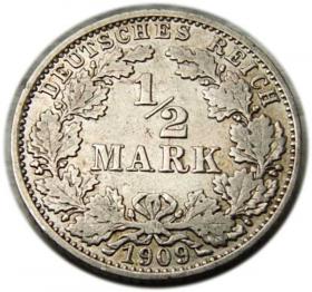 Obrazek dla: 1/2 marki 1909 A Berlin