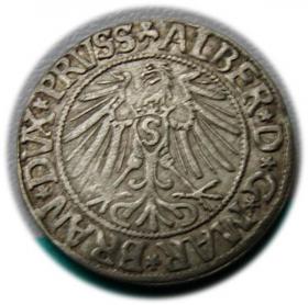 Obrazek 2 dla: Grosz 1543 Albrecht Hohenzollern Księstwo Pruskie Królewiec