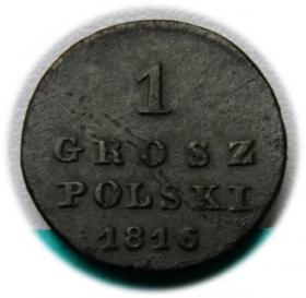 Obrazek dla: 1 grosz 1816 Aleksander I Romanow Królestwo Polskie pod zaborem, Warszawa