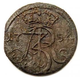 Obrazek 2 dla: Szeląg 1754 August III Sas Gdańsk