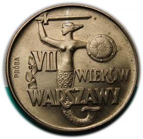 Obrazek dla: 10 złotych 1965, VII Wieków Warszawy, Syrenka, próba