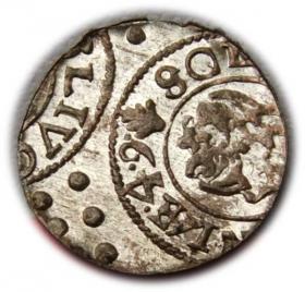 Obrazek 2 dla: Szeląg 1649 Krystyna Waza Liwonia