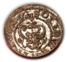 Obrazek 2 dla: Szeląg 1642 Krystyna Waza Ryga