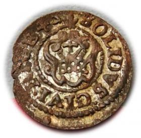 Obrazek 2 dla: Szeląg 1643 Krystyna Waza Ryga