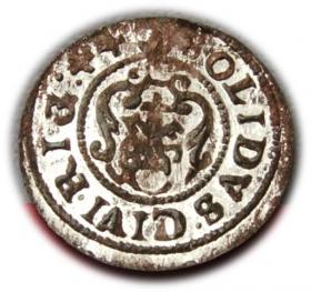 Obrazek 2 dla: Szeląg 1644 Krystyna Waza Ryga