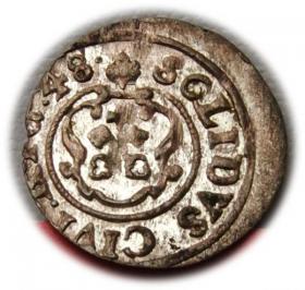 Obrazek 2 dla: Szeląg 1648 Krystyna Waza Ryga