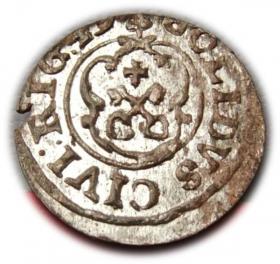 Obrazek 2 dla: Szeląg 1649 Krystyna Waza Ryga