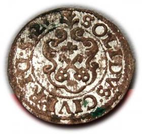 Obrazek 2 dla: Szeląg 1652 Krystyna Waza Ryga