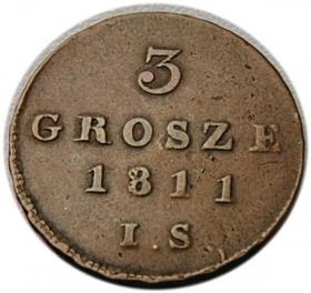 Obrazek dla: 3 grosze 1811 Księstwo Warszawskie Fryderyk August Warszawa 