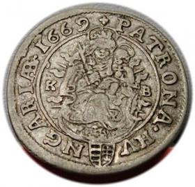 Obrazek 2 dla: 6 krajcarów 1669 Leopold I Habsburg Węgry Kremnica