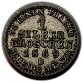 Obrazek 2 dla: 1 srebrny grosz 1869 Wilhelm I Hanower