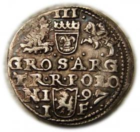 Obrazek 2 dla: Trojak 1597 Zygmunt III Waza Olkusz