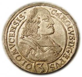 Obrazek dla: 3 krajcary 1695 Karol II Lichtenstein Ołomuniec