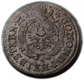 Obrazek 2 dla: 1 krajcar 1684 Chrystian Ulryk I Księstwo Oleśnickie Oleśnica