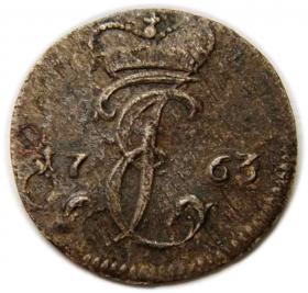 Obrazek dla: Grosz kurlandzki 1763 Ernest Jan Biron Księstwo Kurlandzkie Mitawa